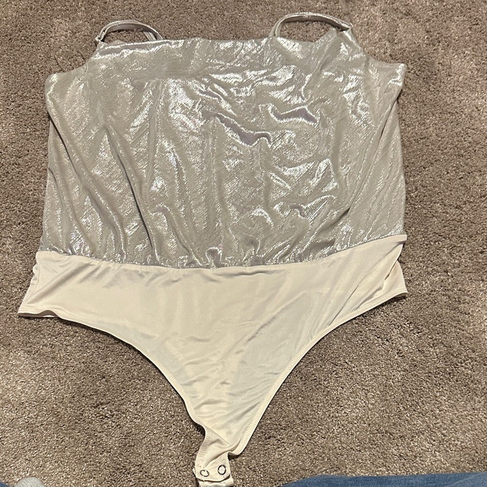Nine West Shimmering Cream Bodysuit